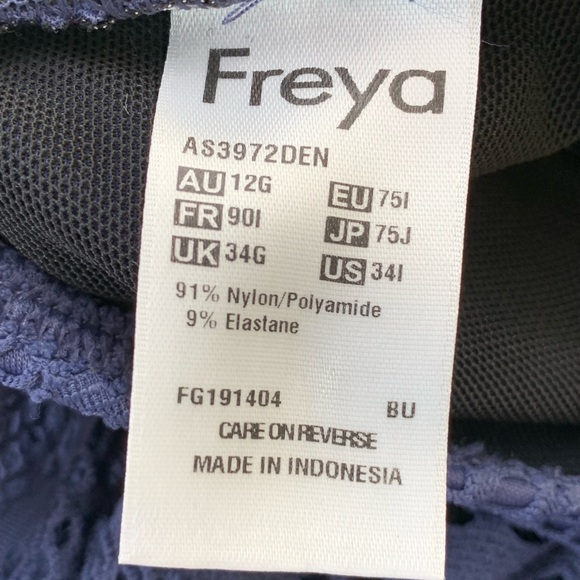 Freya 34G underwire tankini bathing suit top. Lace denim blue. Never worn. - Picture 4 of 4
